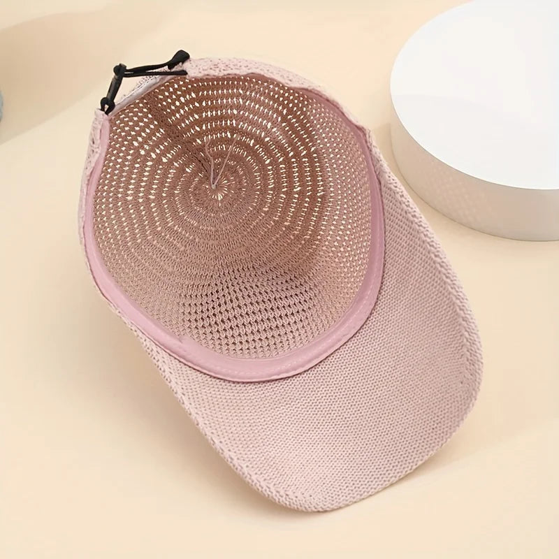 2026 New Model Spring/summer Linen Knit Baseball Cap Openwork Baseball Cap Adjustable Versatile Outdoor Casual Duckbill Cap