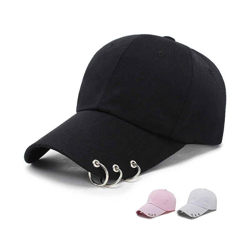 Snapback Hats Unisex with Ring Circle, Adjustable Baseball Cap for Men Women, Unique Hip Hop Style Kpop Dad Hat