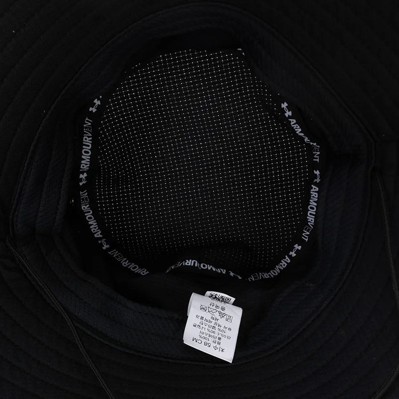 Under Armour Men's Hat Fashionable Black Simple Fisherman's Hat Comfortable Breathable Casual Fishing Sun Hat 1361527-001