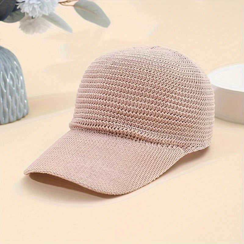 2026 New Model Spring/summer Linen Knit Baseball Cap Openwork Baseball Cap Adjustable Versatile Outdoor Casual Duckbill Cap